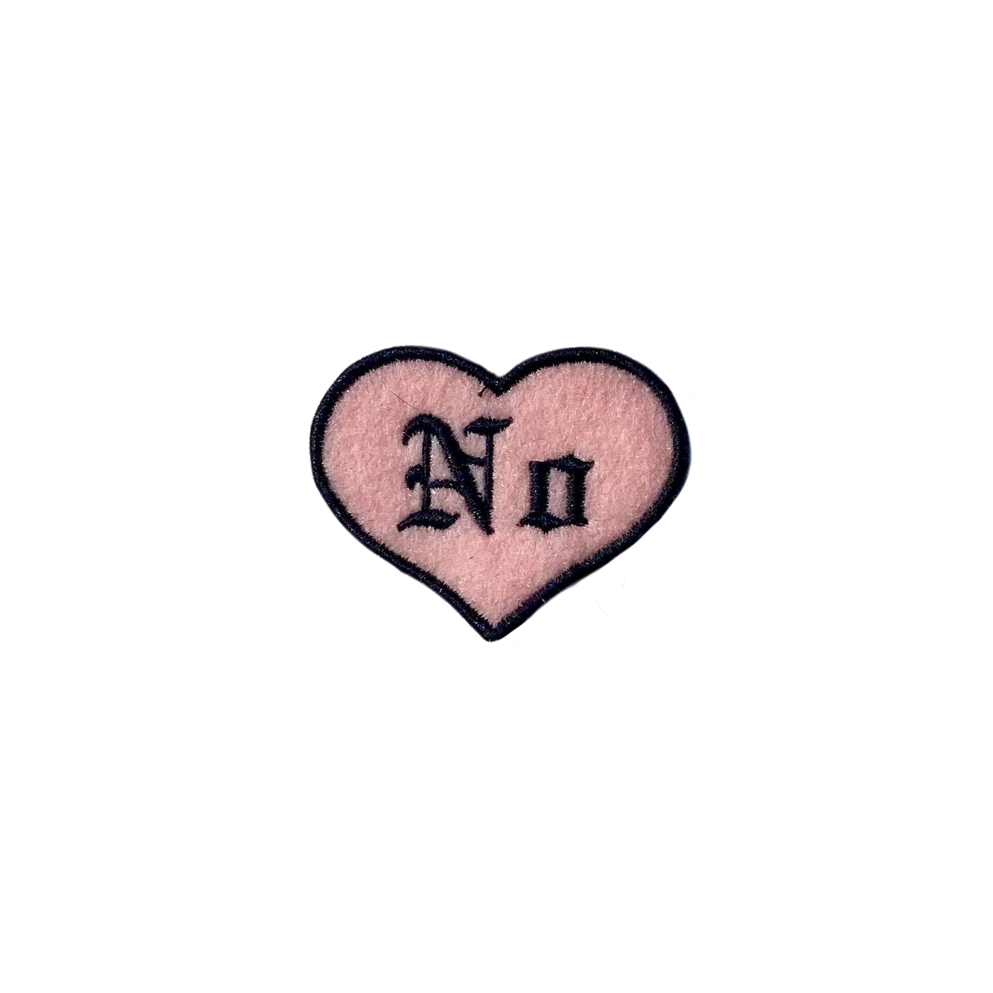 No Pink and Black Heart Embroidered Iron-on Patch