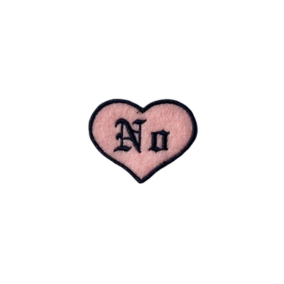 No Pink and Black Heart Embroidered Iron-on Patch