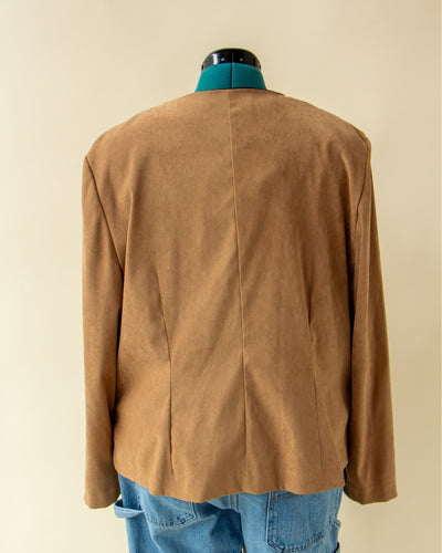 Two Tone Brown Checker Suede/Polyester Jacket