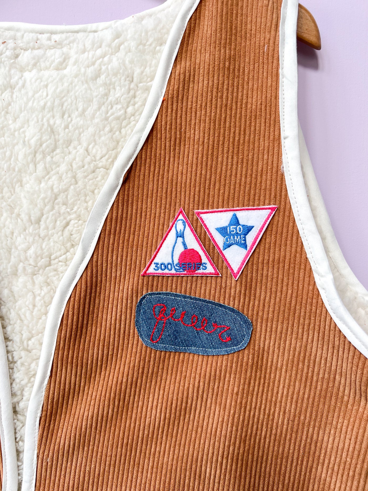 Queer Corduroy Sherpa Cropped Bowling Vest L