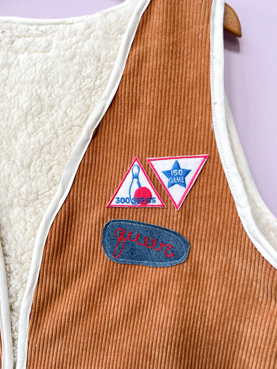 Queer Corduroy Sherpa Cropped Bowling Vest L