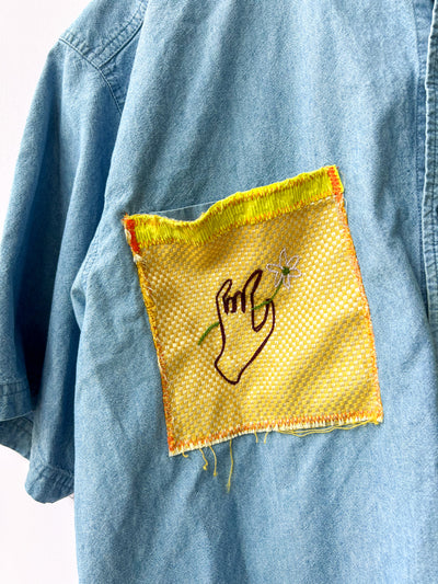 Western Cropped Upcycled Button Up Shirt 2X
