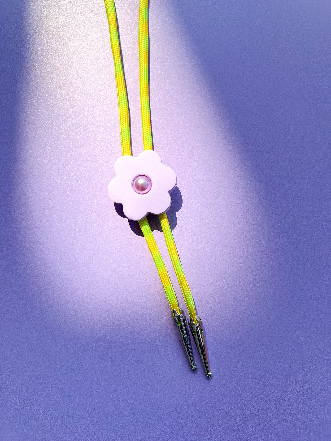 Slime Green and Purple Clay Flower Bolo Tie