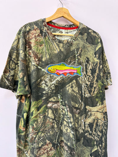 Camo Trout Chain Stitch Short Sleeve Tee XL