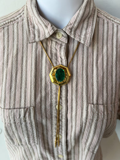 Emerald Gold Vintage Style Bolo Tie