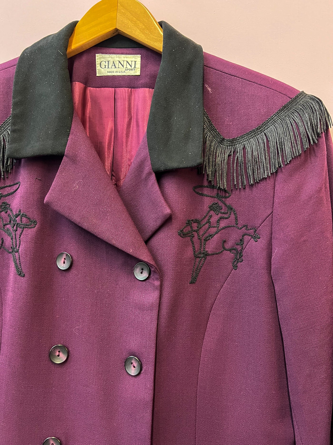 Western Cowboy Chain Stitch Fringe Blazer M