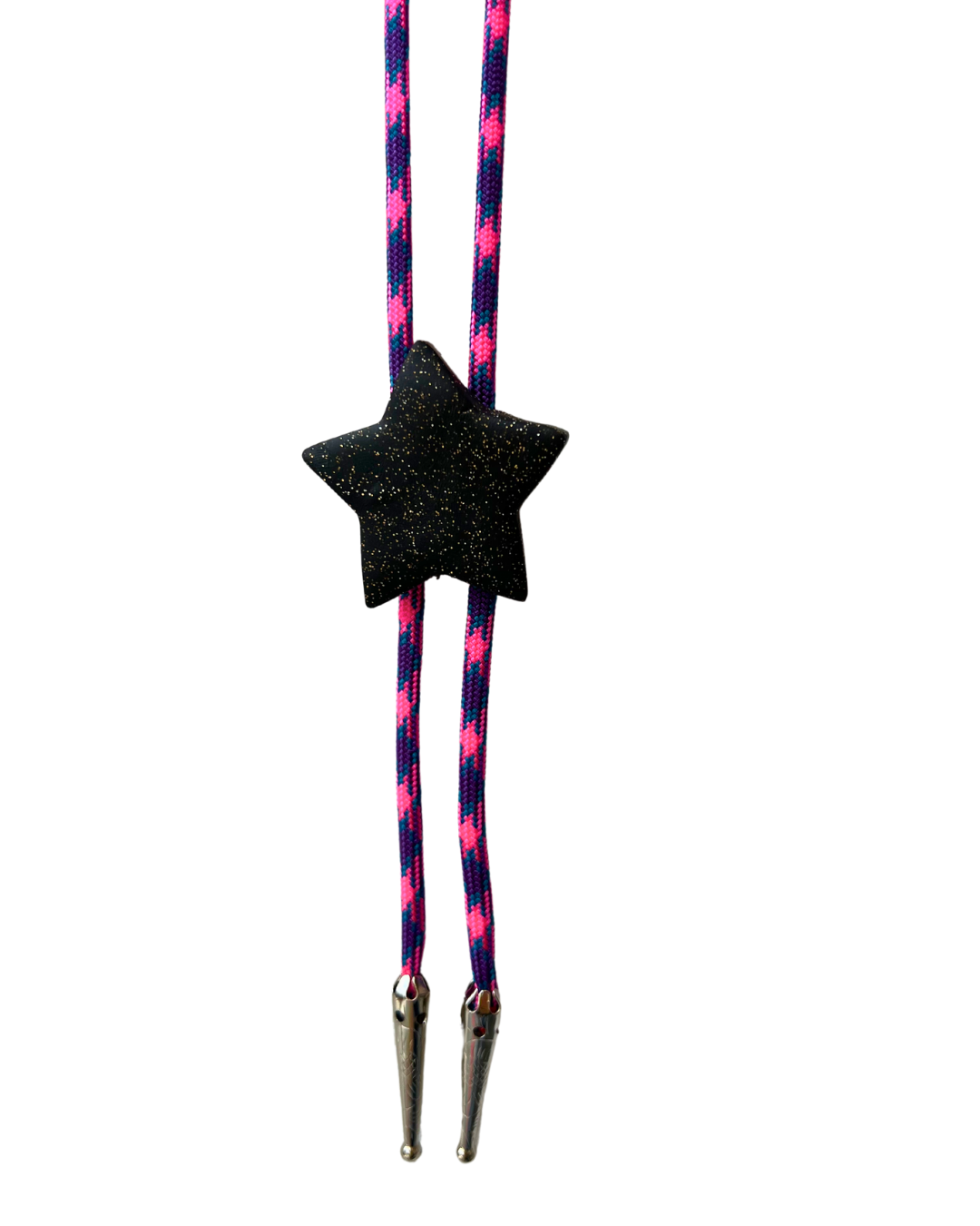 Black Glitter Star Purple Rainbow Cord Bolo Tie