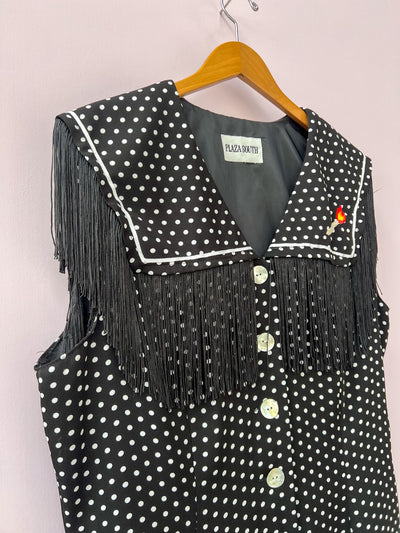 Dice Chain Stitch Upcycled Vintage Dress XL