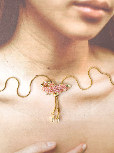 Pink Rhinestone Fish Bolo Tie