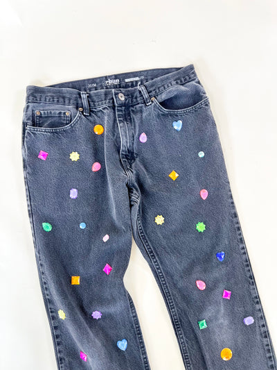 Rhinestone Black Jeans