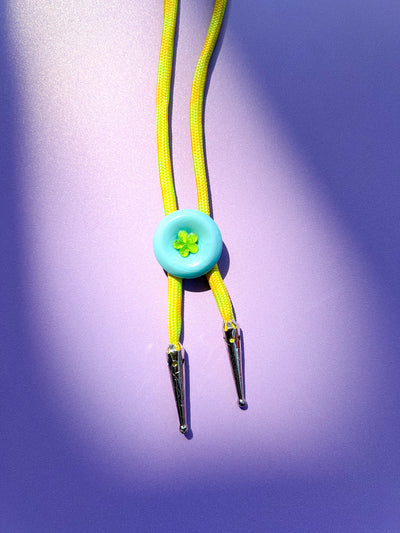 Lime Green and Blue Upcycled Bolo Tie