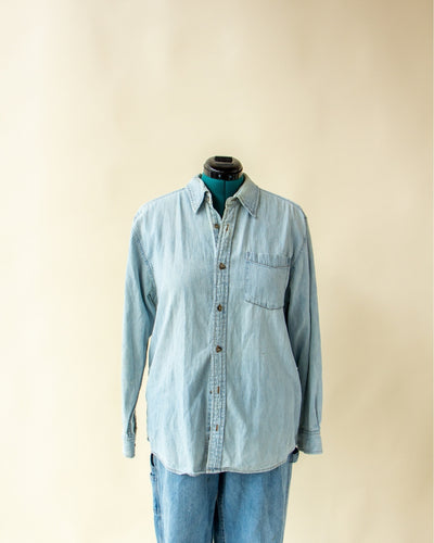 Light Wash Vintage Denim Button Up Shirt