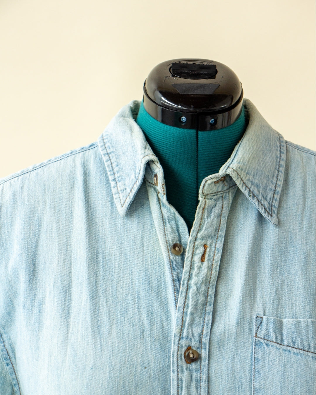 Light Wash Vintage Denim Button Up Shirt