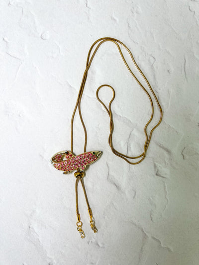 Pink Rhinestone Fish Bolo Tie