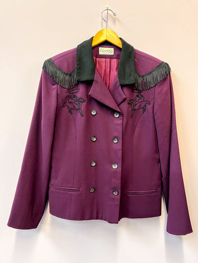 Western Cowboy Chain Stitch Fringe Blazer M