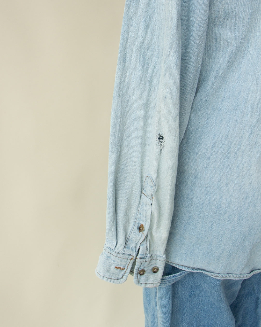 Light Wash Vintage Denim Button Up Shirt