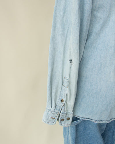 Light Wash Vintage Denim Button Up Shirt