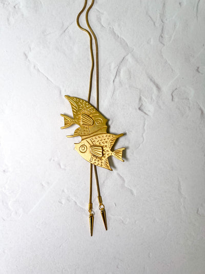 Twin Fish Gold Vintage Bolo Tie