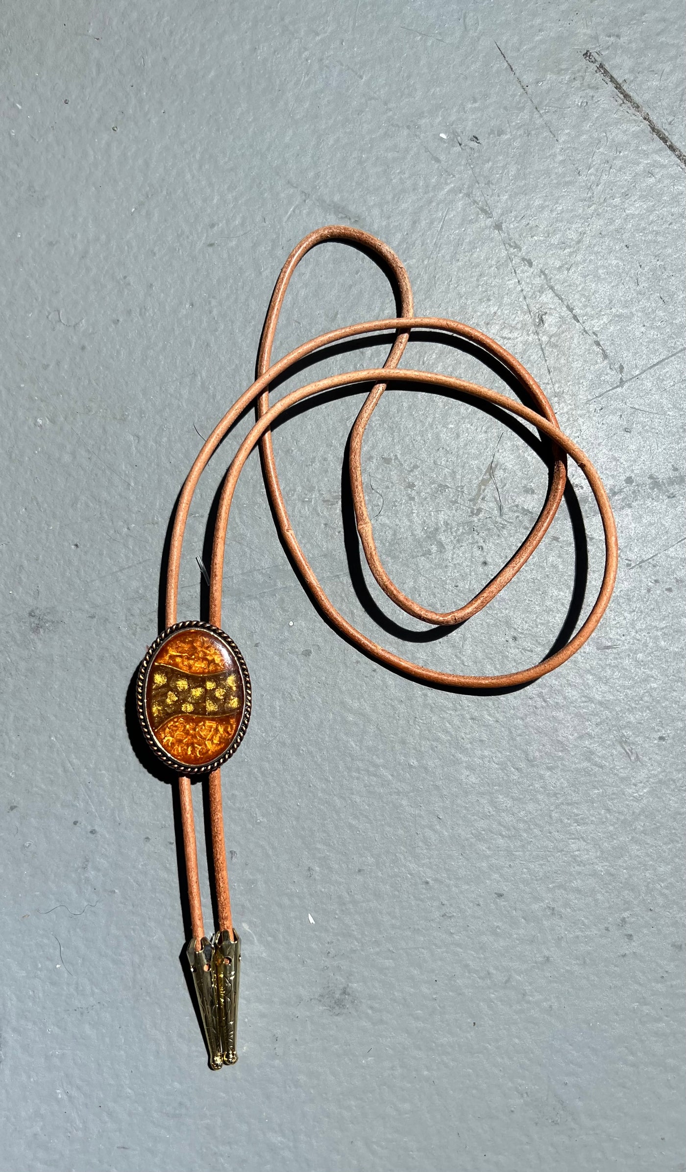 Amber Leather Bolo Tie