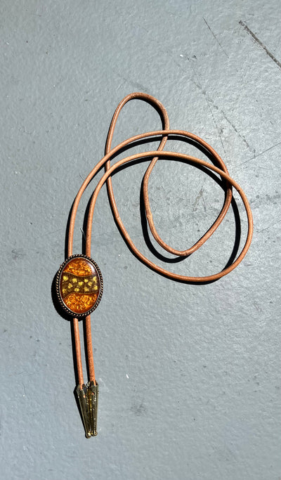Amber Leather Bolo Tie