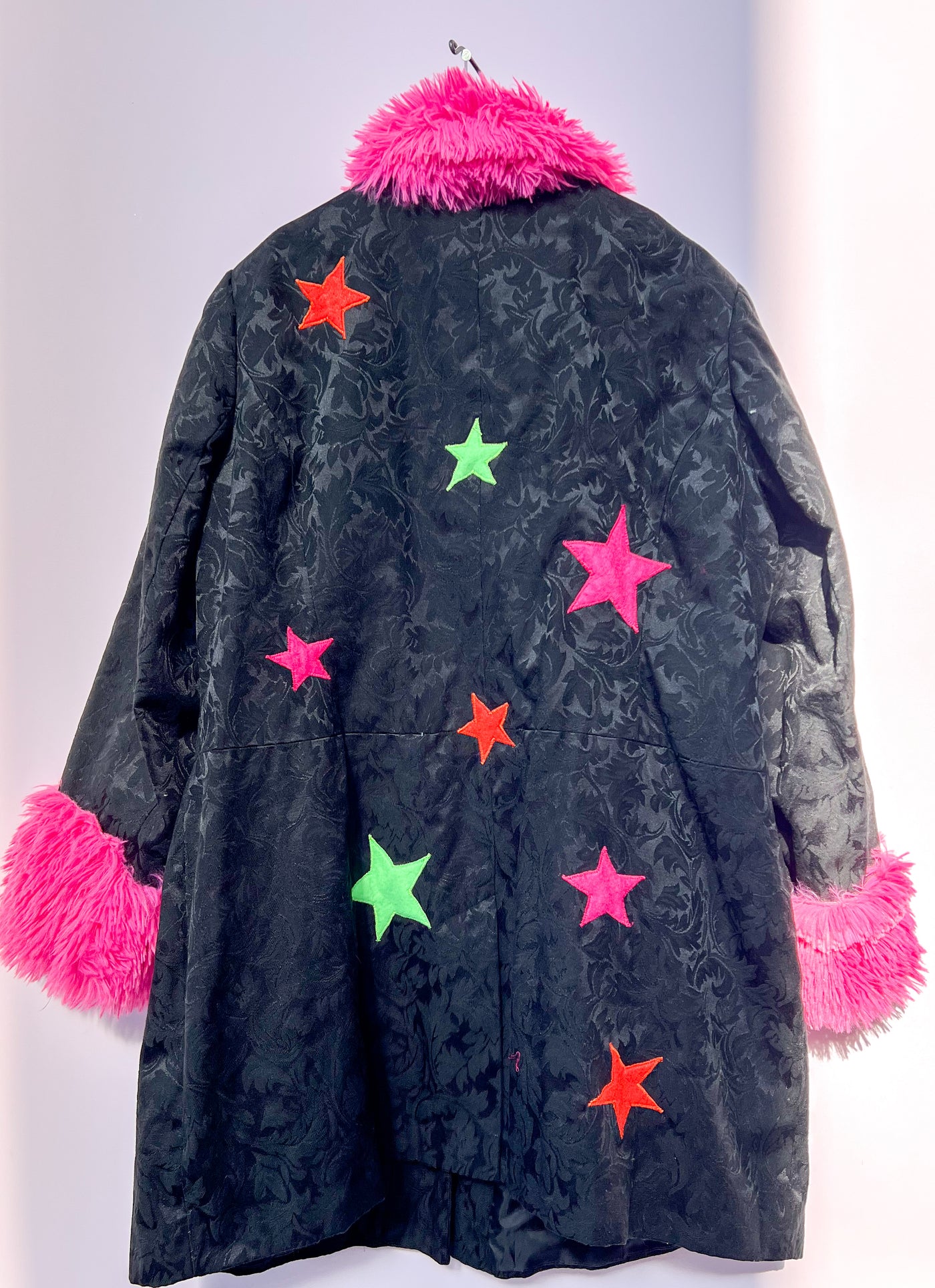 Pink Faux Fur Collar Star Jacket - 1X