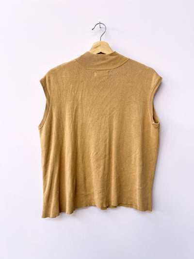 Tan Ribbed Sleeveless Turtleneck