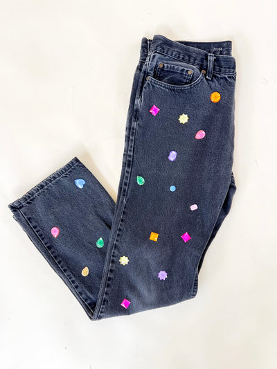 Rhinestone Black Jeans