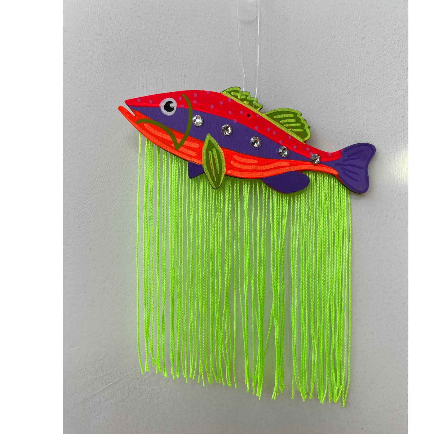 Purple Fish with Green Fringe Wall Decor