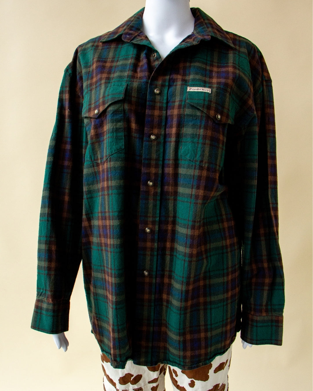 Flannel Plaid Western Pearl Snap Long Sleeve Shirt