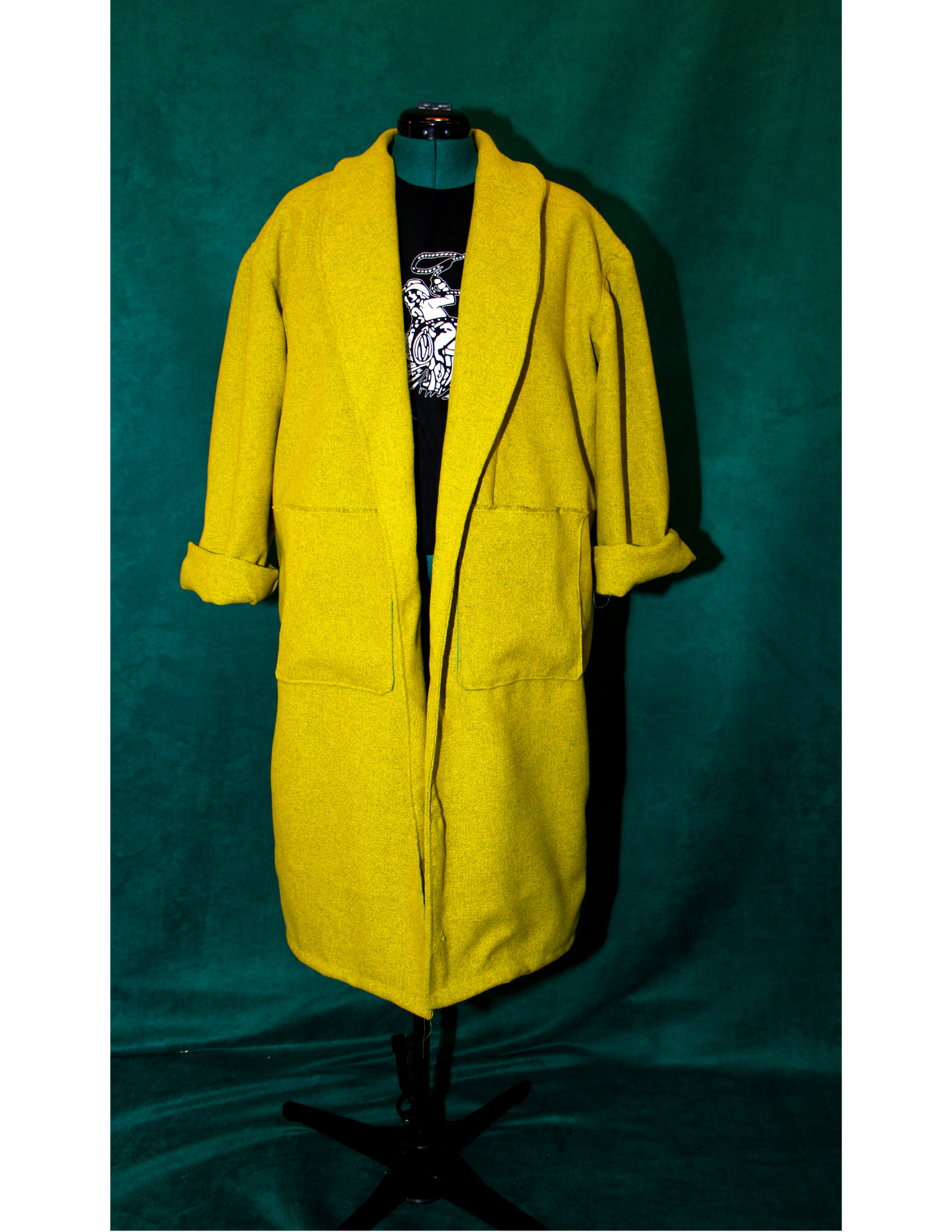 Chartreuse Wool Long Coat Size L