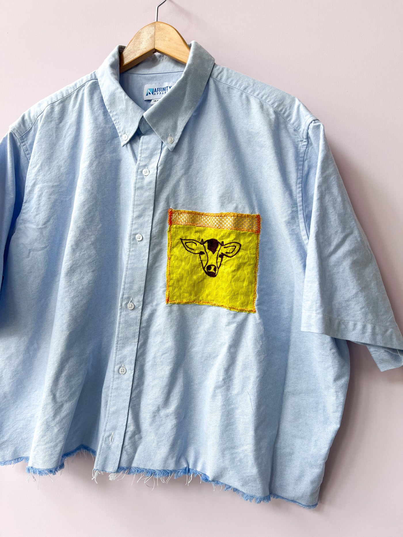 Baby Cow Cropped Upcycled Button Up Shirt 3X
