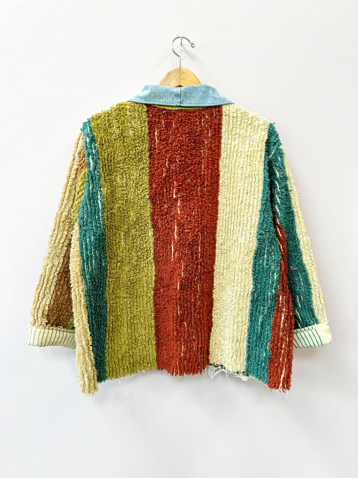 Chenille Earth Tone Upcycled Shirt-Jacket Big Pockets - Large