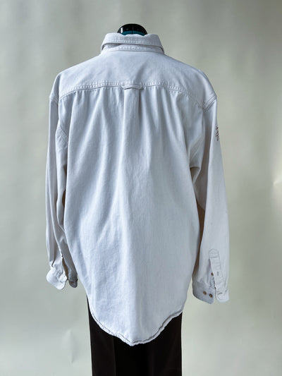 Wild Horse Chain Stitch White Denim Shirt