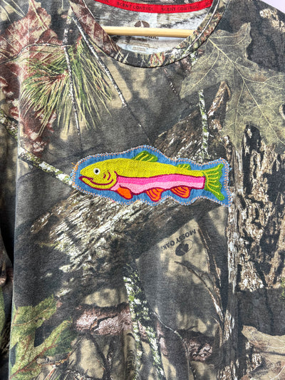 Camo Trout Chain Stitch Short Sleeve Tee XL