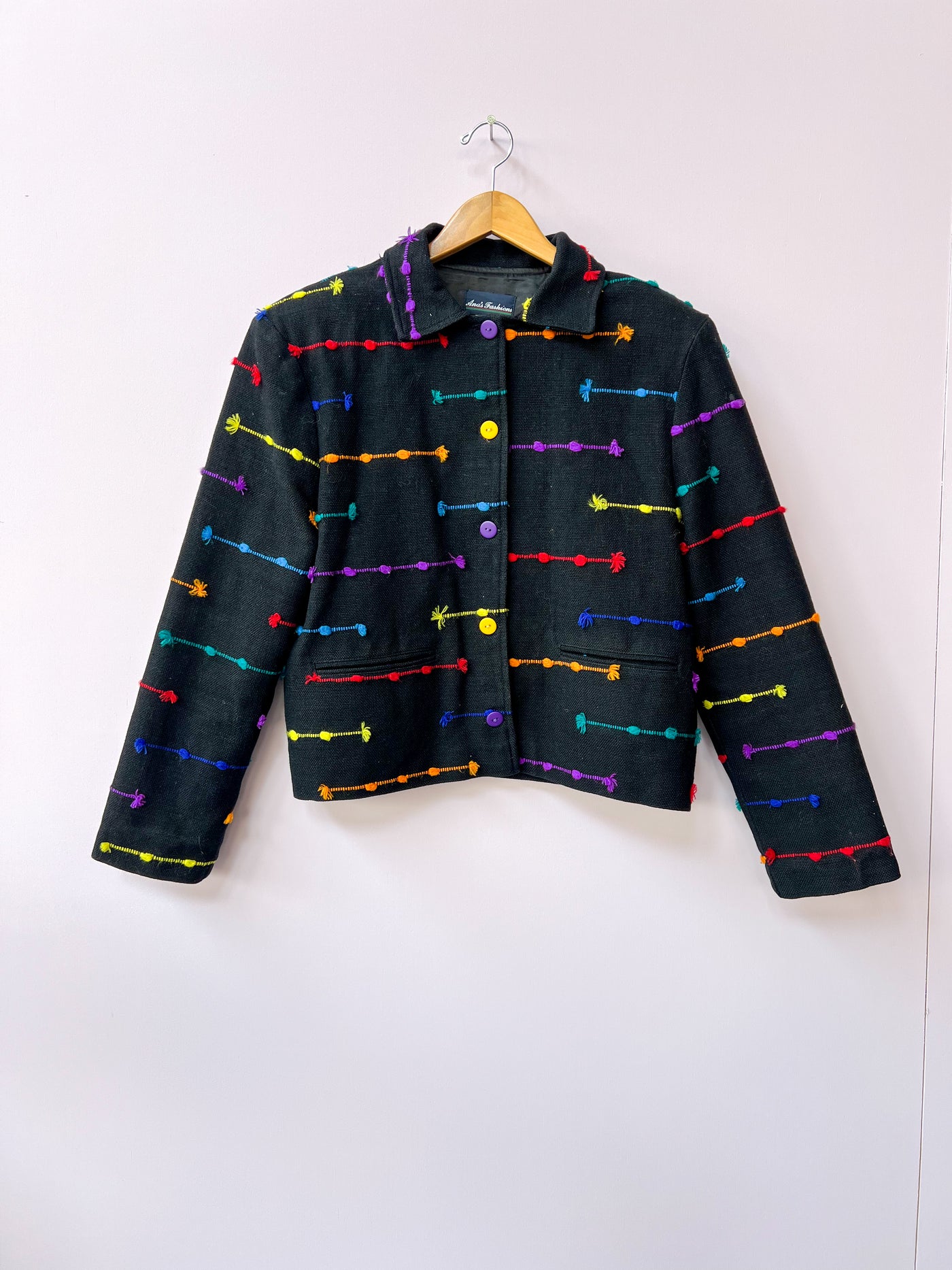 Black Rainbow Woven Jacket Blazer L