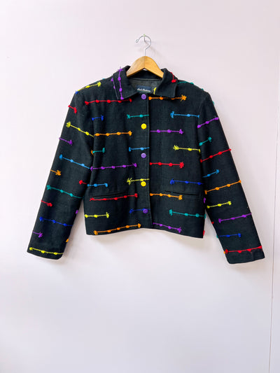 Black Rainbow Woven Jacket Blazer L