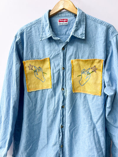 Folk Flower Wrangler Upcycled Shirt XL