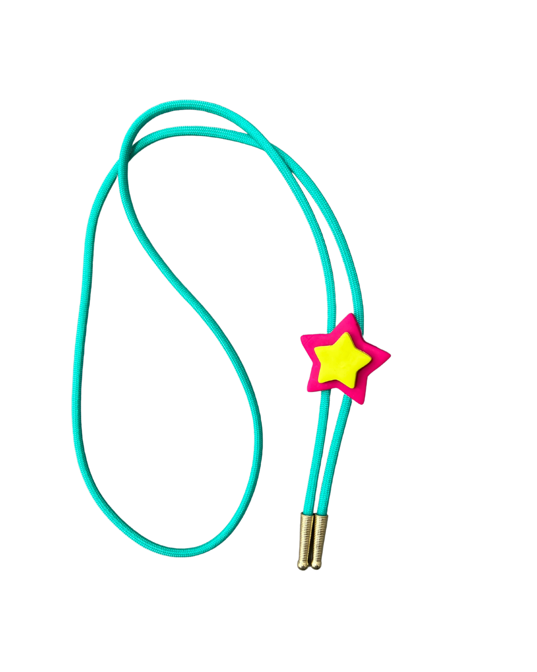 Two Tone Star on Teal Cord Bolo Tie