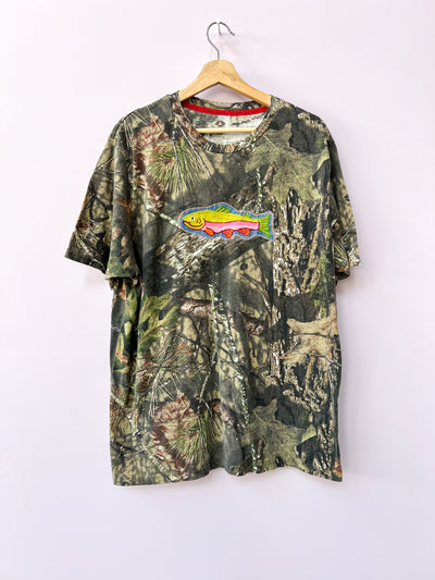 Camo Trout Chain Stitch Short Sleeve Tee XL