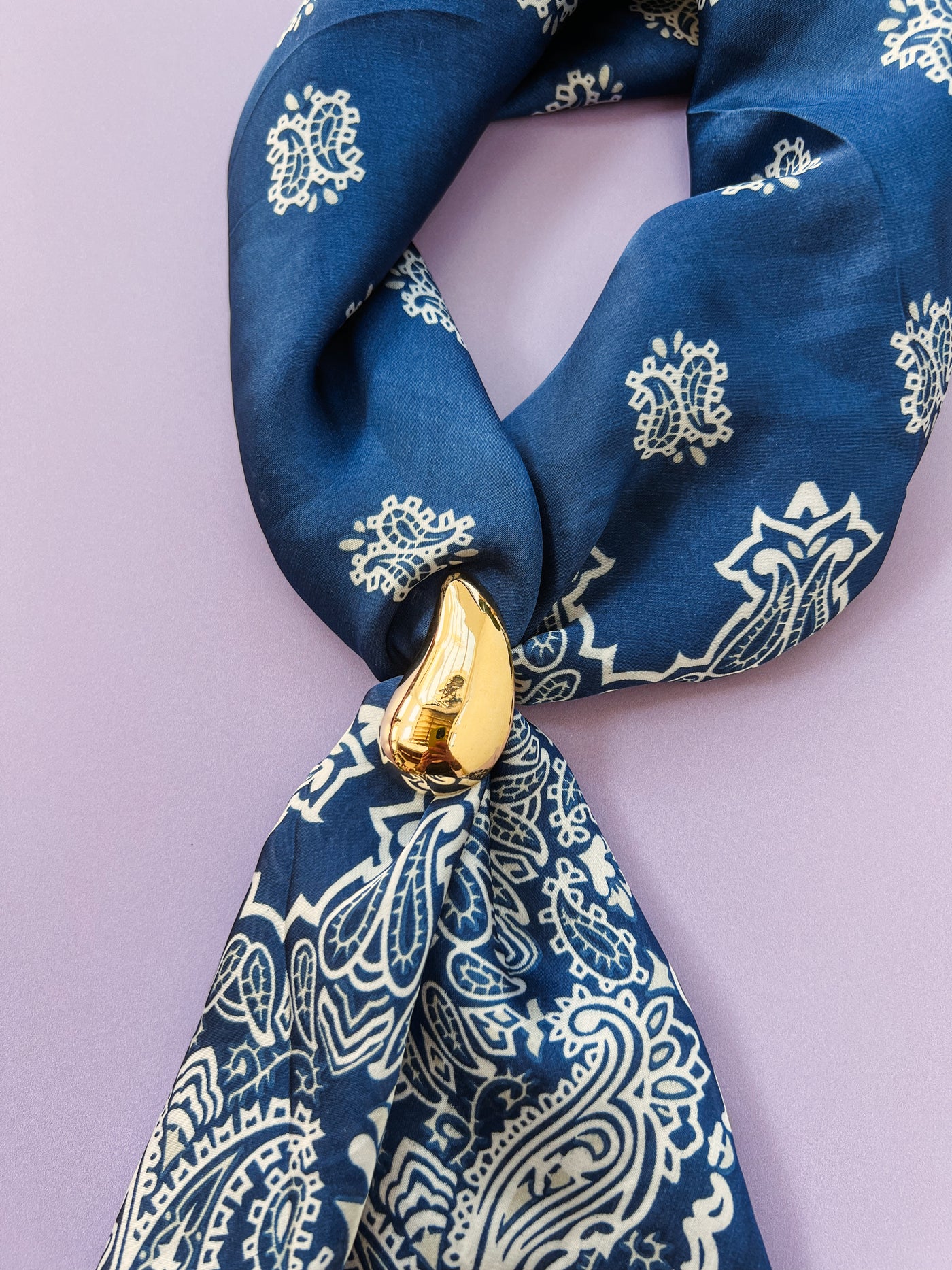 Raindrop Gold Vintage Upcycled Bandana Slide