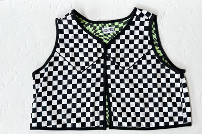 Black & White Checkered Vest 1X/2X