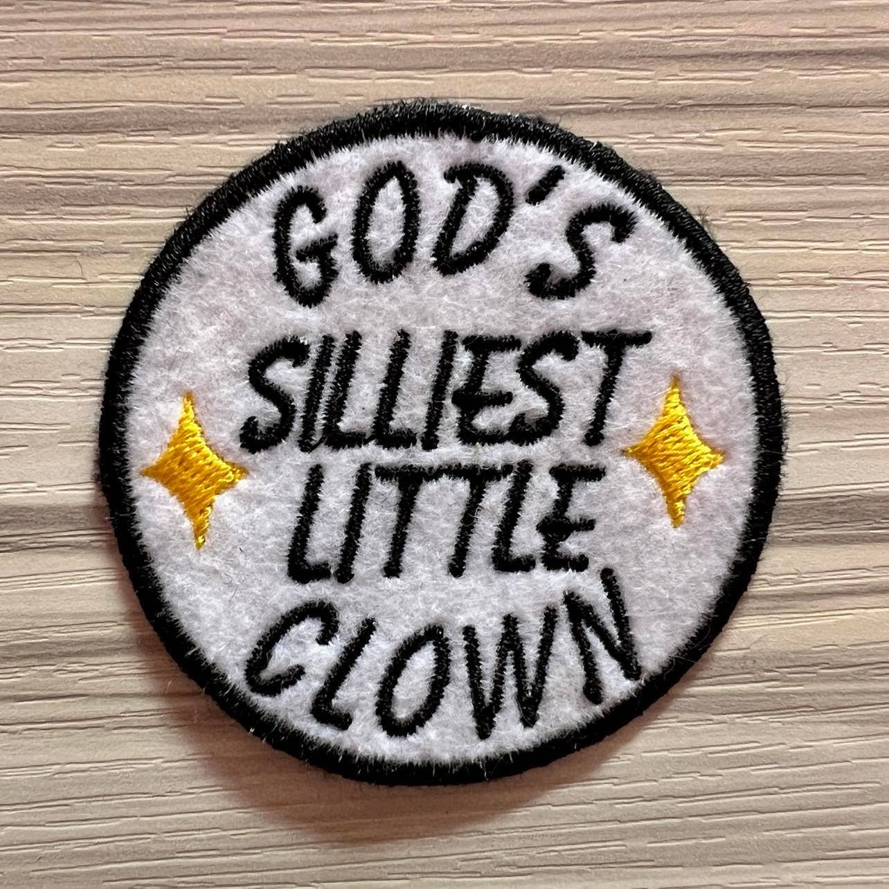 God's Silliest Little Clown Embroidered Iron-on Patch