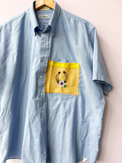 Horseshoe Upcycled Button Up Shirt 1X