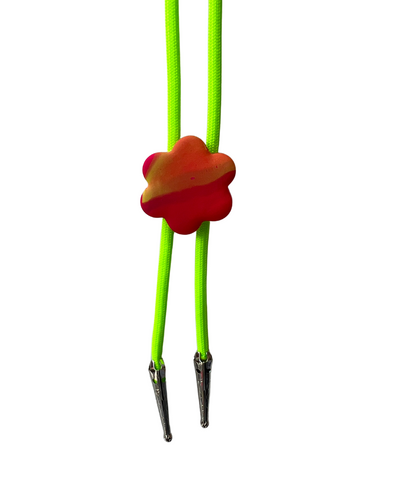 Multicolor Flower #2 Neon Green Bolo Tie