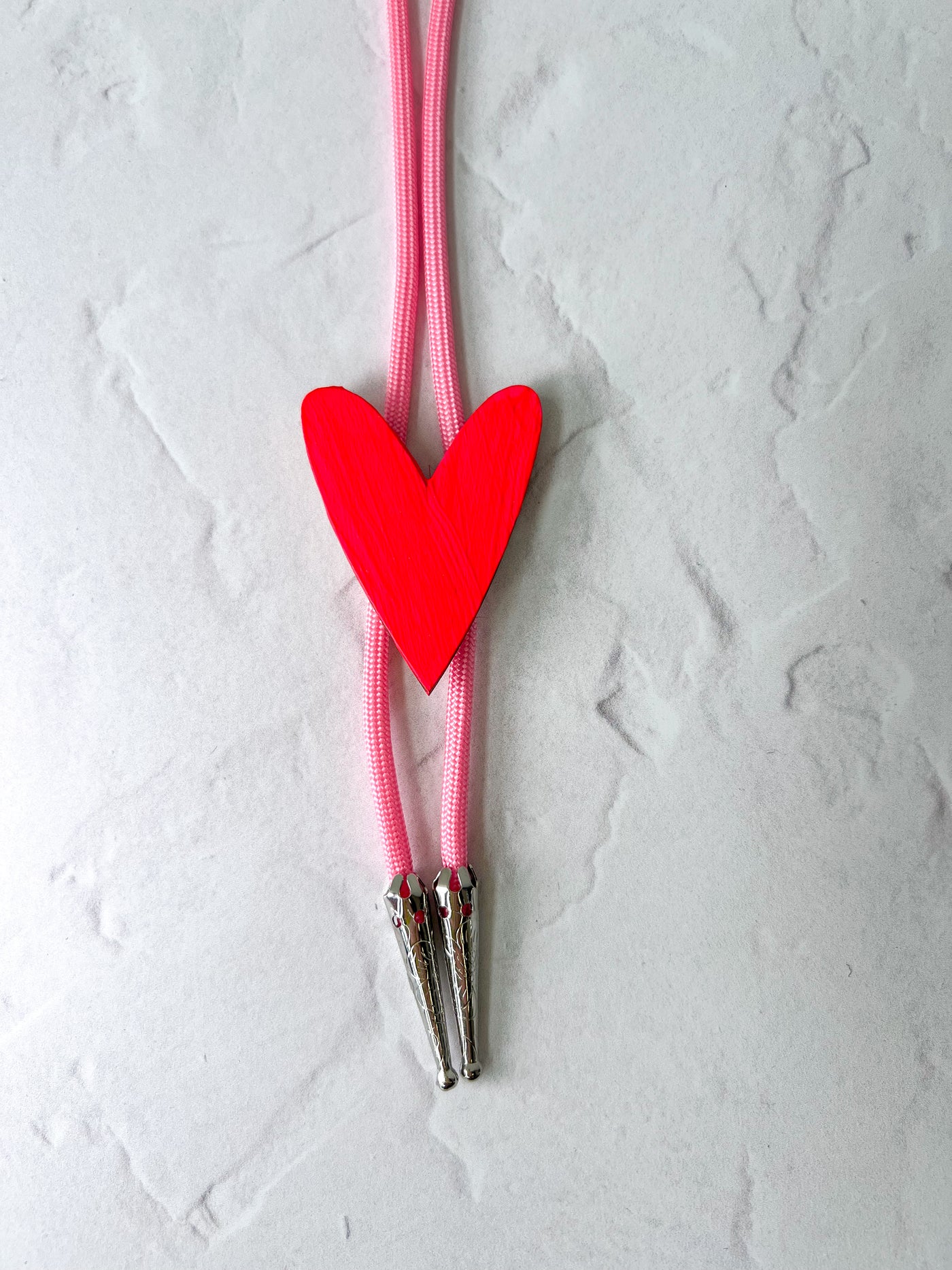 Hot Pink Heart Bolo Tie