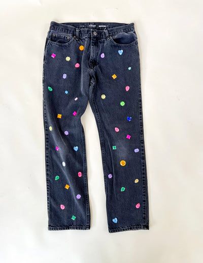 Rhinestone Black Jeans