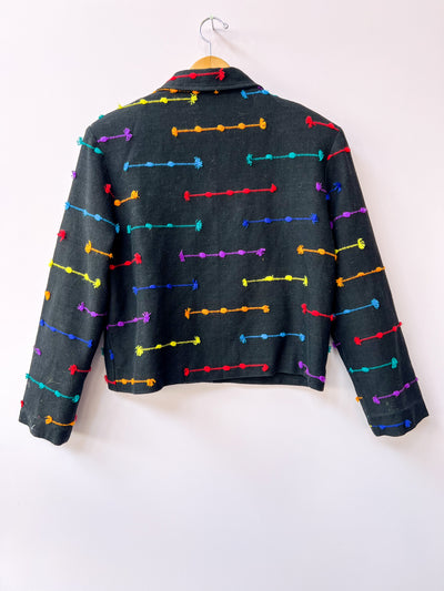 Black Rainbow Woven Jacket Blazer L