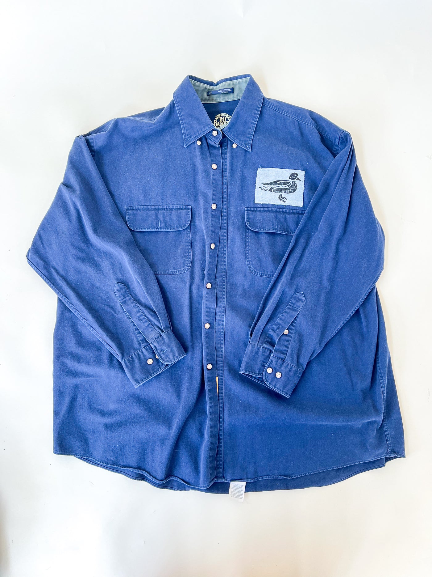 Dark Blue Denim Shirt with Duck Print