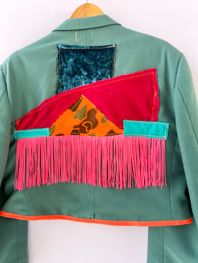 Abstract Maximalist Fringe Blazer - Large