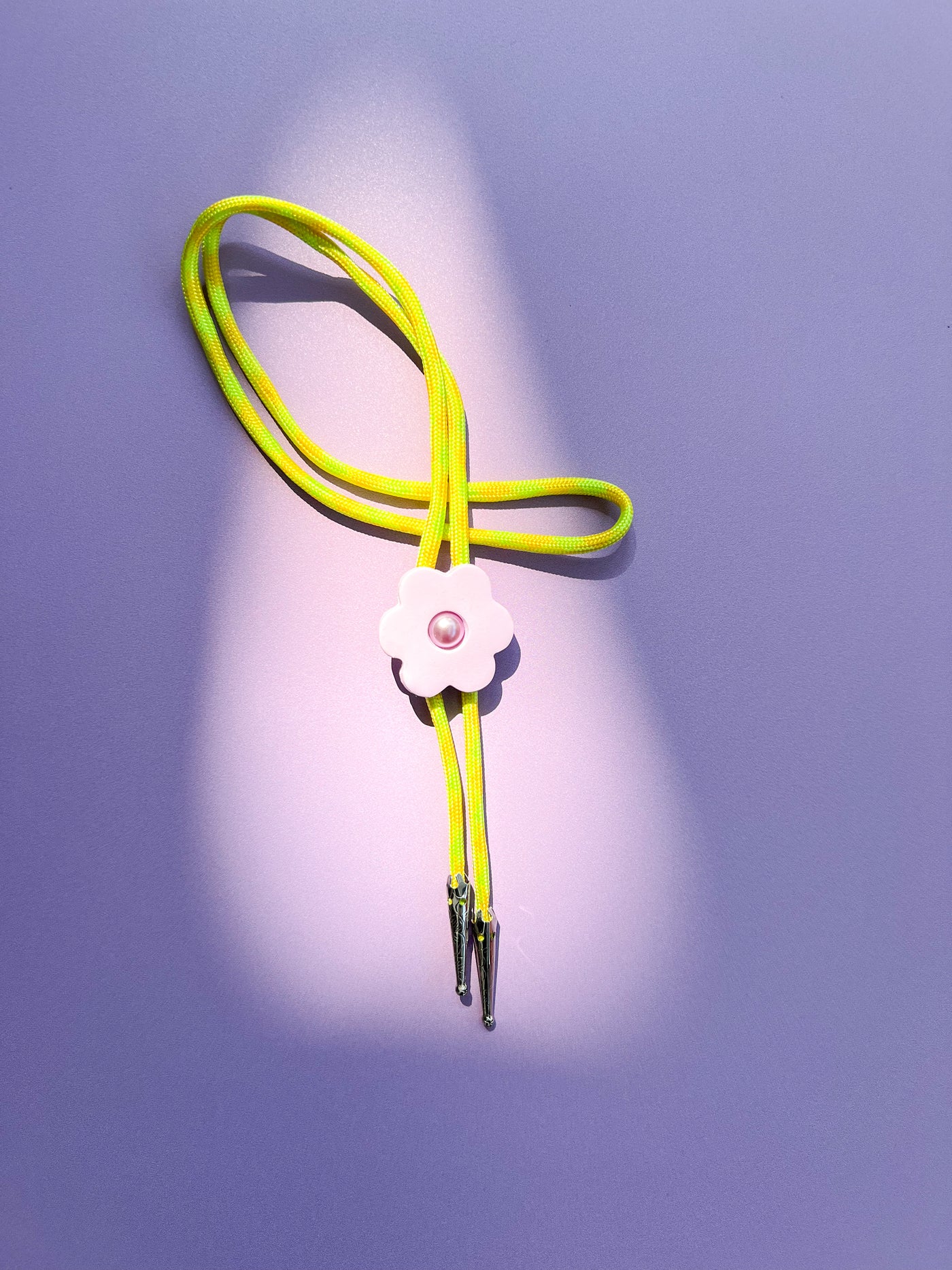 Slime Green and Purple Clay Flower Bolo Tie